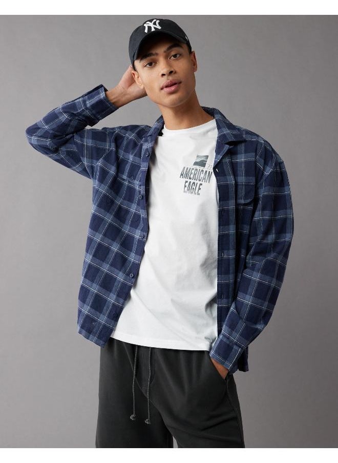 American Eagle AE Linen-Blend Mechanic Shirt  - Image 5