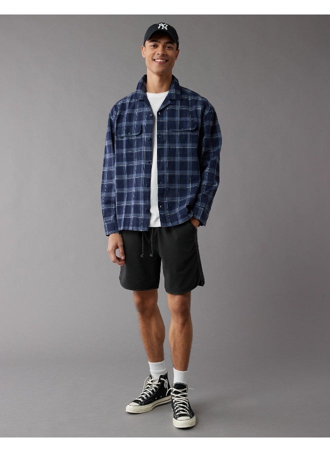 American Eagle AE Linen-Blend Mechanic Shirt  - Image 1