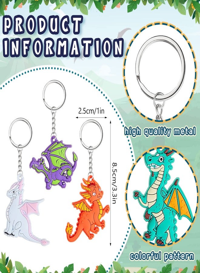 Junkin 30 Pcs Dragon Key Ring Keychain Dragon Party Favors PVC Keychains for Women Men Birthday Party Car Handbag Gift - Image 2