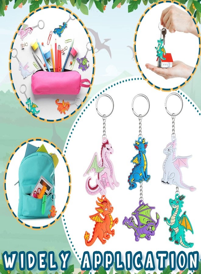 Junkin 30 Pcs Dragon Key Ring Keychain Dragon Party Favors PVC Keychains for Women Men Birthday Party Car Handbag Gift - Image 3