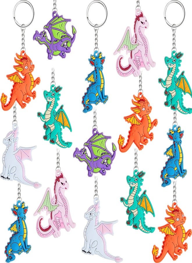 Junkin 30 Pcs Dragon Key Ring Keychain Dragon Party Favors PVC Keychains for Women Men Birthday Party Car Handbag Gift - Image 1