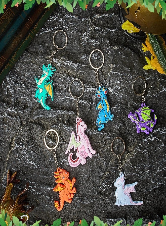 Junkin 30 Pcs Dragon Key Ring Keychain Dragon Party Favors PVC Keychains for Women Men Birthday Party Car Handbag Gift - Image 4
