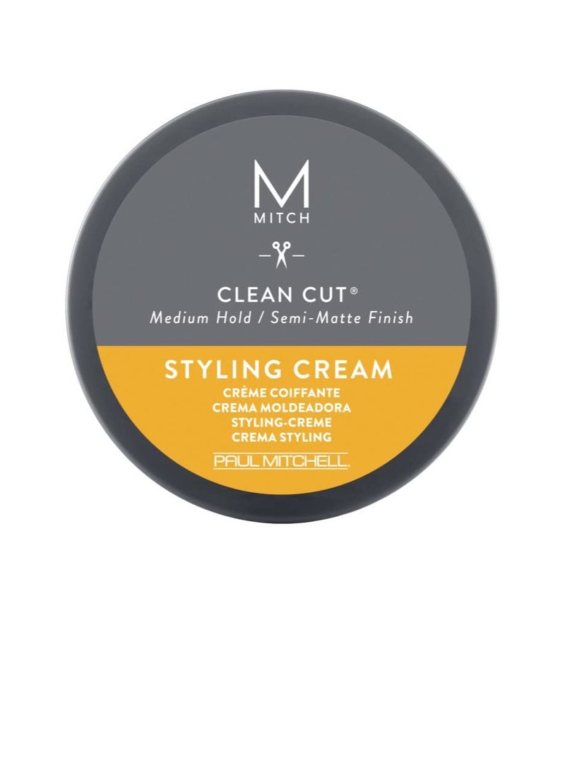 Mitch MITCH by Paul Mitchell Clean Cut Styling Cream for Men, Medium Hold, Semi-Matte Finish, For All Hair Types + Short to Medium Hair, 3 oz.  - Image 1
