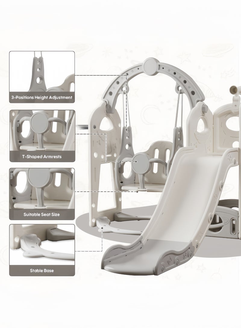 NEWLAN 5-in-1 Indoor/Outdoor Kids Toddler Slide and Swing Set : Featuring Basketball Hoop, Telescope, and Storage, Playsets For Kids Indoor and Outdoor. 155*138*114cm. - Image 4