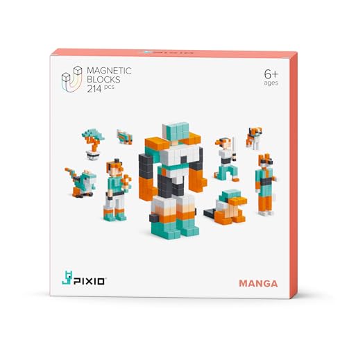 PIXIO Manga Tiny Magnetic Blocks Building Toy in The Pixel Art Style with Free App 516 Plastic Cubes with 6 Magnets Inside Open Ended Toy Creativity kit for Ages 6 - Image 1