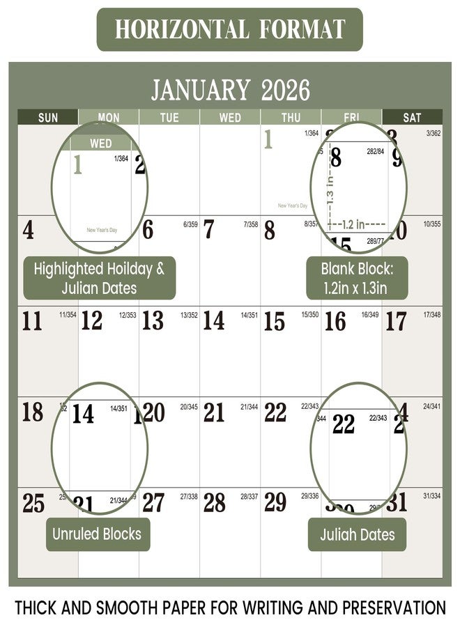 MaaIbok 2026 Yearly Wall Calendar - 2026 Dry Erase Calendar for Wall, 34.6" x 22.9", Jan. 2026 - Dec. 2026, 2026 Wall Calendar for both Vertical/Horizontal use, Reversible - Image 5