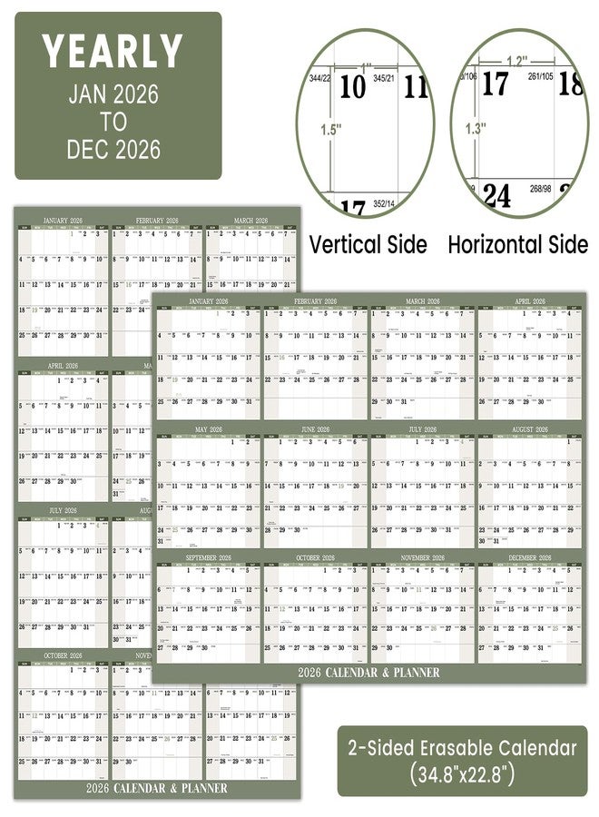 MaaIbok 2026 Yearly Wall Calendar - 2026 Dry Erase Calendar for Wall, 34.6" x 22.9", Jan. 2026 - Dec. 2026, 2026 Wall Calendar for both Vertical/Horizontal use, Reversible - Image 4