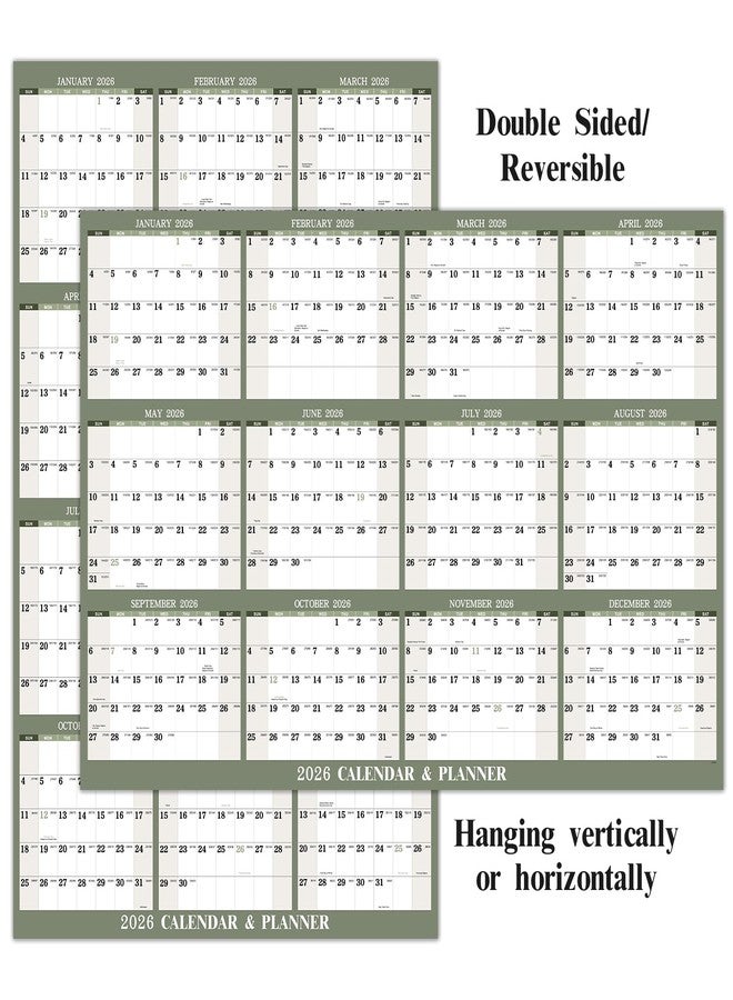 MaaIbok 2026 Yearly Wall Calendar - 2026 Dry Erase Calendar for Wall, 34.6" x 22.9", Jan. 2026 - Dec. 2026, 2026 Wall Calendar for both Vertical/Horizontal use, Reversible - Image 1