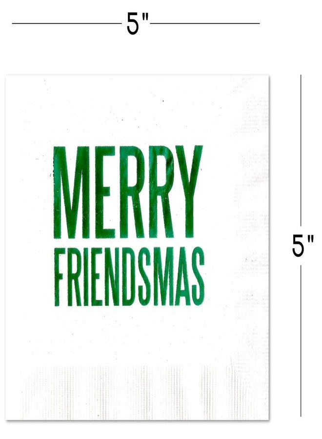 Nerdy Words Merry Friendsmas Cocktail Beverage Napkins (20 pcs) Red & Green Foil Friends Christmas Holiday Party Decorations by Nerdy Words - Image 3