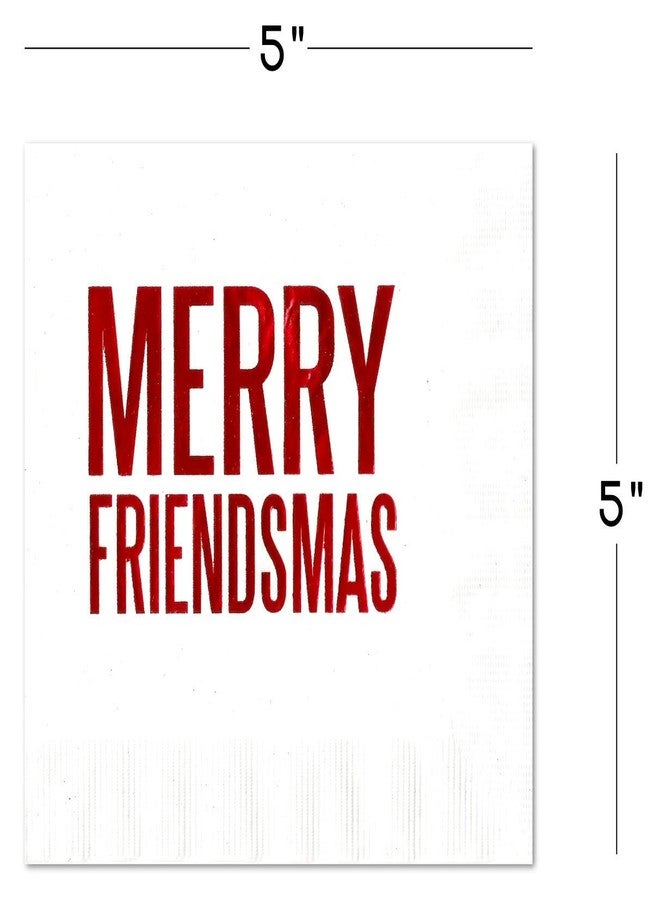 Nerdy Words Merry Friendsmas Cocktail Beverage Napkins (20 pcs) Red & Green Foil Friends Christmas Holiday Party Decorations by Nerdy Words - Image 4