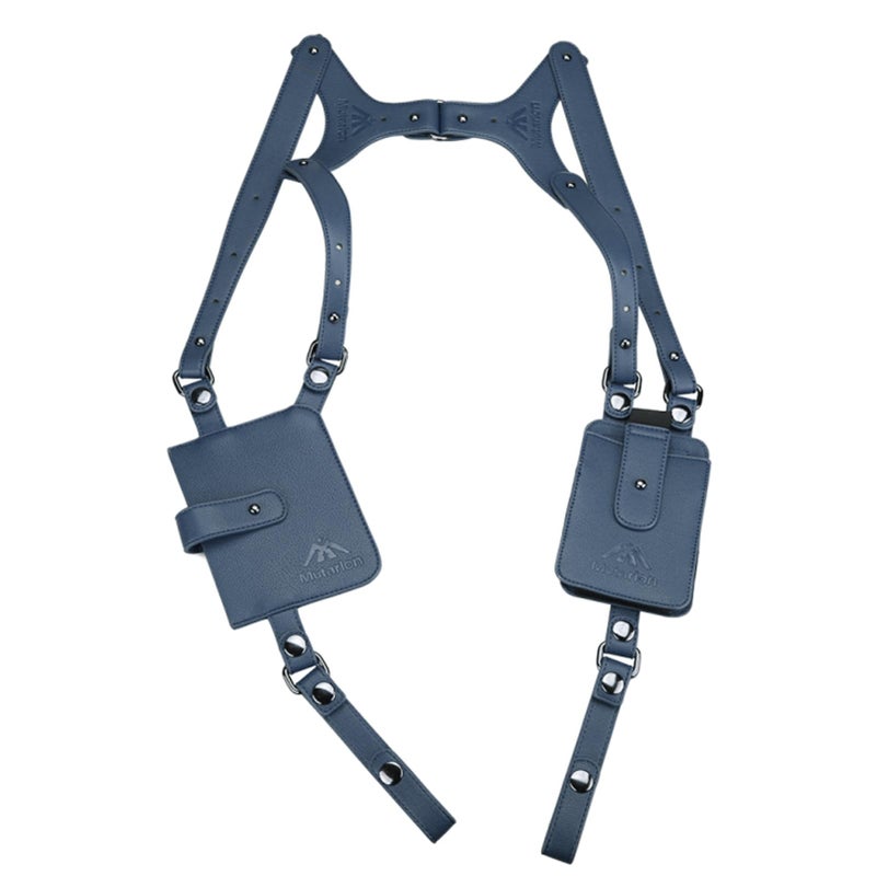 Neween AntiTheft Hidden Underarm Strap Wallet Phone Holster Bag Leisure PU Leather Shoulder Pouch Double Shoulder Pocket Sport Vest Outdoors Blue - Image 2