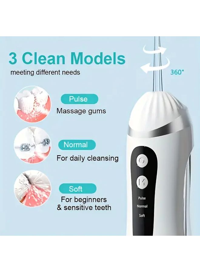 Portable Oral Irrigator Pink Water Flosser USB Rechargeable 4 Nozzles 3 Modes - Image 5