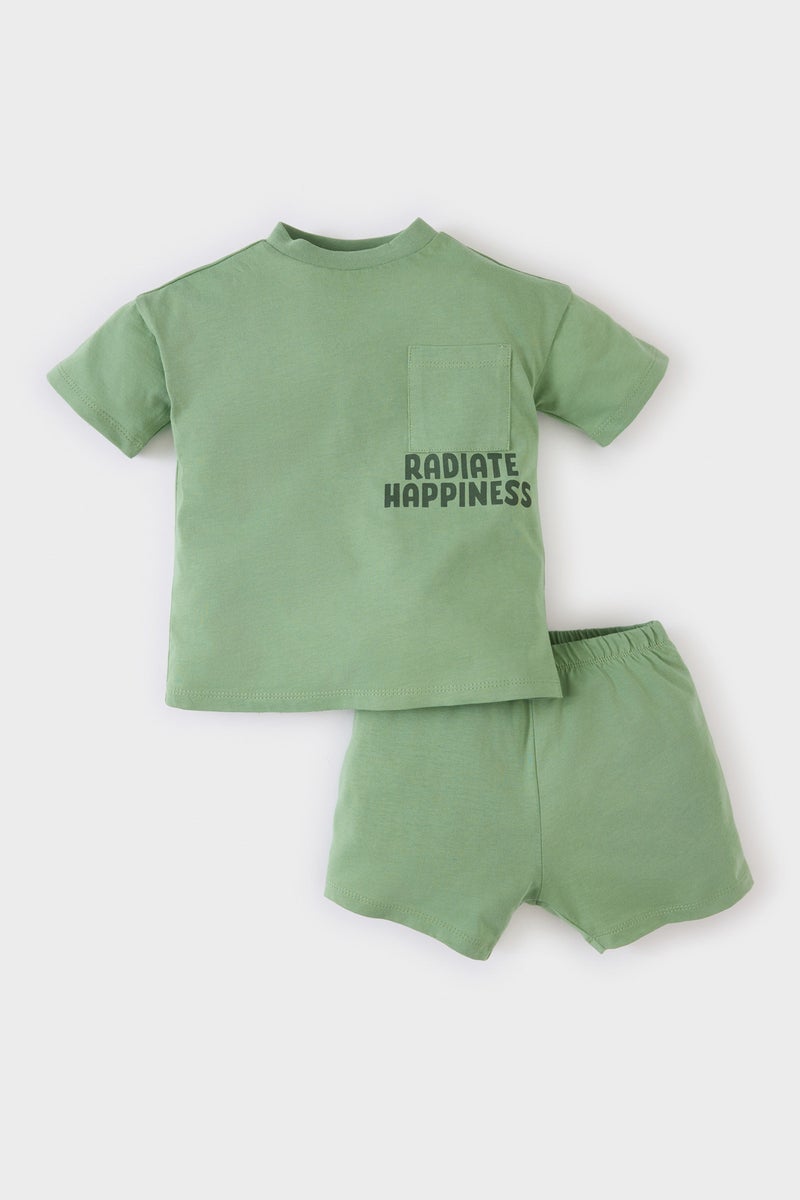 DeFacto Baby Boy 2 piece Regular Fit Crew Neck Slogan Set  - Image 1