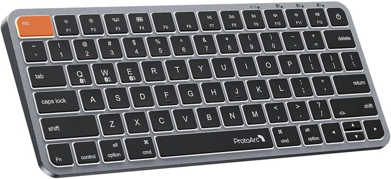ProtoArc لوحة مفاتيح ProtoArc لاسلكية مدمجة مع إضاءة خلفية لأجهزة Mac، طراز K90-A بلوتوث، متعددة الأجهزة، منخفضة الارتفاع، كتابة هادئة وسلسة، قابلة للشحن عبر USB-C، متوافقة مع MacBook Pro/Air وiPad - رمادي فضائي - Image 1