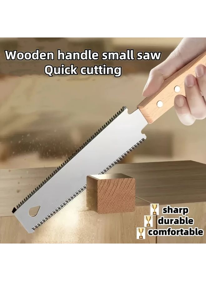 Double Sided Fine Toothed Carpenter Saw High Carbon Steel Wooden Handle Woodworking Tool - Image 3