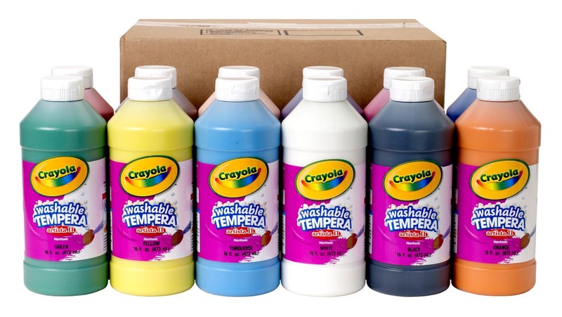 Crayola Artista II Washable Liquid Tempera Paint, Set of 12, 16oz , Assorted Colors (54-8216) - Image 2