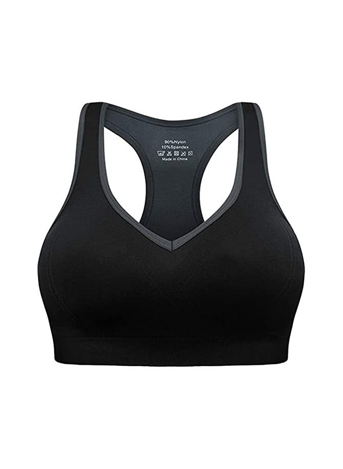 Rubik حمالة صدر رياضية للنساء من Rubik Racerback مقاومة للصدمات وسريعة الجفاف ومبطنة بدون درزات عالية التأثير لممارسة اليوجا والتدريب في صالة الألعاب الرياضية والجري والتمارين الرياضية (أسود، كبير) - Image 2