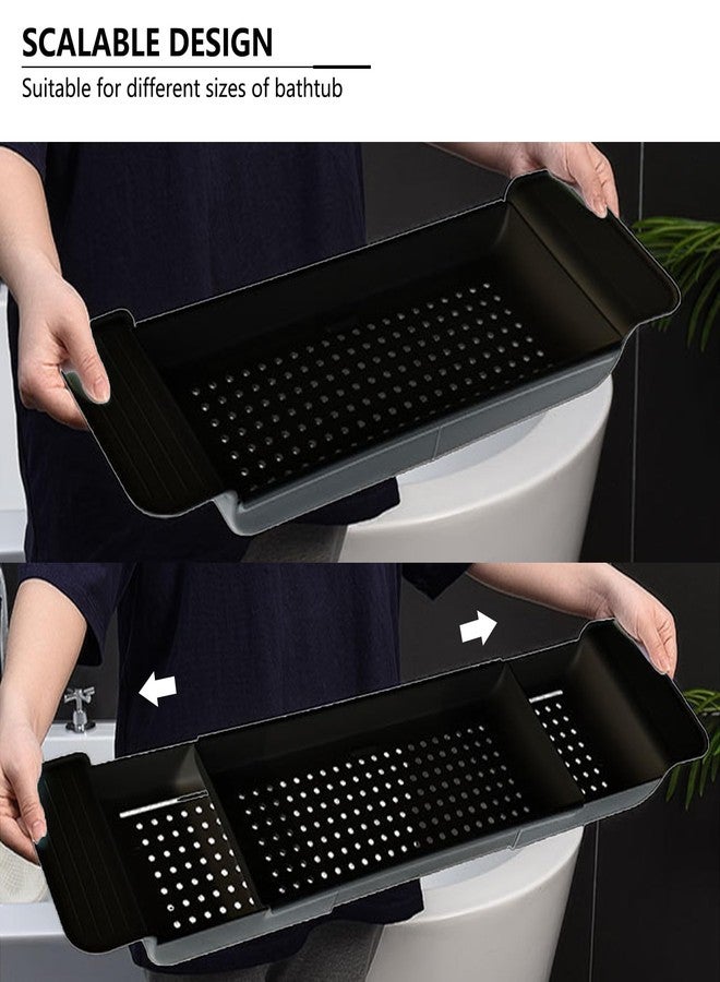 Tearom Bath Tub Tray - Stretchable, Strong Load-Bearing, Plastic, Anti-Slip Design - Ultimate Bathtub Caddy Tray(Black) - Image 3