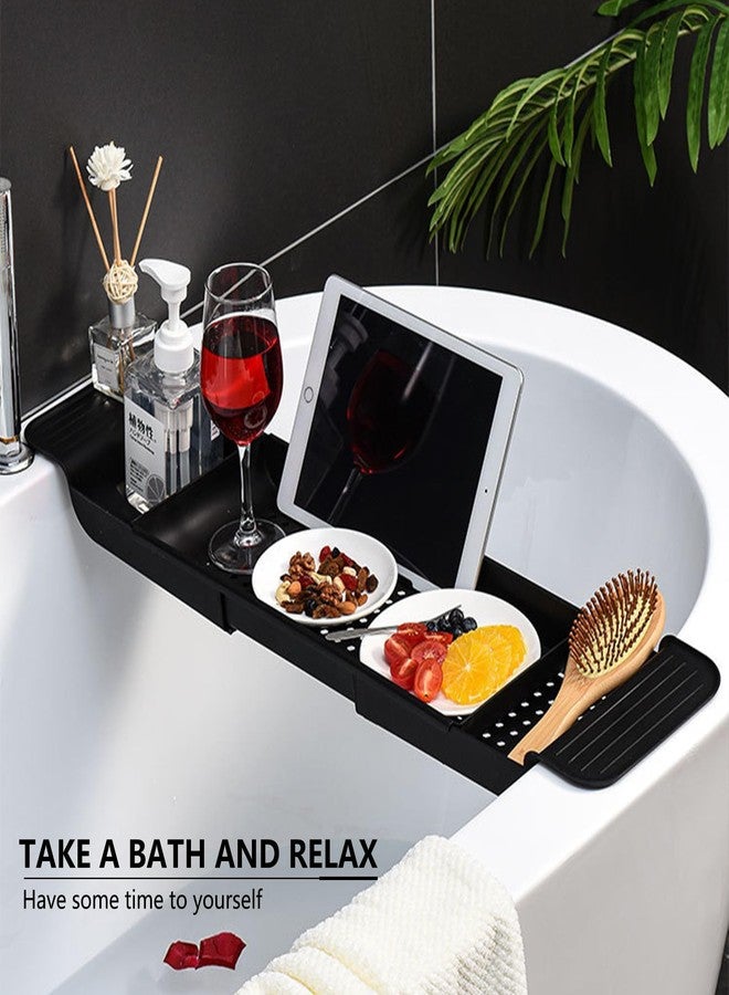 Tearom Bath Tub Tray - Stretchable, Strong Load-Bearing, Plastic, Anti-Slip Design - Ultimate Bathtub Caddy Tray(Black) - Image 2