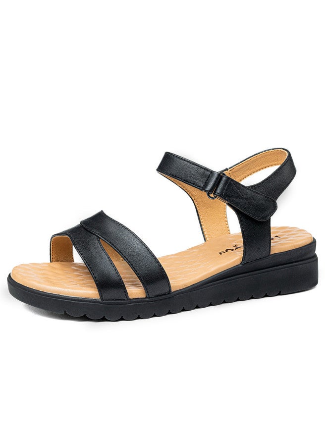 Old Man'S Head Top Grain Leather】women's Sandals - Summer Comfortable Genuine Leather Hook & Loop Sandals With Soft Sole For Middle-aged And Elderly Mothers - Image 4