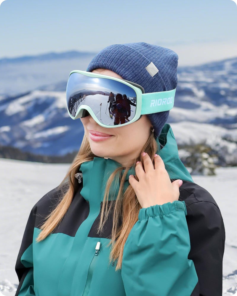 RIOROO Ski Goggles Snowboard Goggles for Men Women Adults Youth,Over Glasses OTG/100% UV Protection/Anti-fog/Wide Vision - Image 2