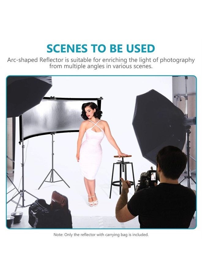 Neewer - Clamshell Light Reflector Diffuser with Carrying Bag, 66”×24”/155x61cm Photography Curved Lighting Reflector for Photo Studio Photography, Black/White/Gold/Silver Colors (Stand Not Included) - Image 1