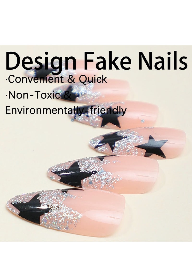 SYNSYB Piece  Square Press-on nails:Acrylic False Nails , fake nails for Seamless Fit - Image 4