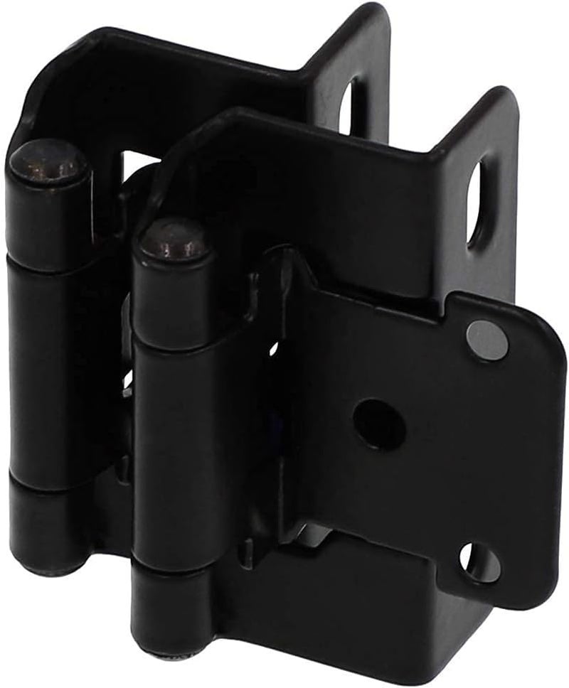 Decobasics 60 Pack 1/2"" Overlay Black Cabinet Hinges For Cabint Doors (30 Pairs) - Partial Wrap Semi-Concealed Self-Closing Face Frame Hinge For Cupboard & Kitchen Doors W/Screws & Quiet Bumpers - Image 1