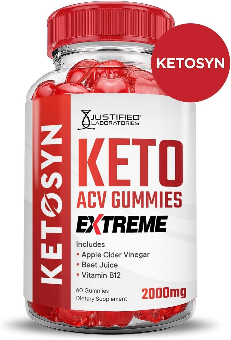 Justified Laboratories Ketosyn Keto ACV Gummies Extreme 2000MG Ketosyn Keto Gummies Apple Cider Vinegar Formulated with Pomegranate Beet Juice Powder B12 Vegan Non GMO 60 Gummys - Image 4