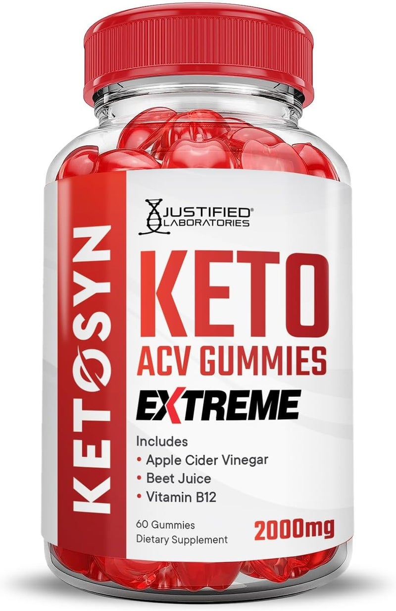 Justified Laboratories Ketosyn Keto ACV Gummies Extreme 2000MG Ketosyn Keto Gummies Apple Cider Vinegar Formulated with Pomegranate Beet Juice Powder B12 Vegan Non GMO 60 Gummys - Image 5