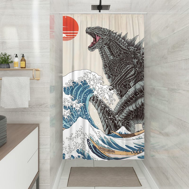 DESIHOM Funny Small Shower Stall Curtain Set  Fun Anime Monster Narrow Stand up Shower Curtains for Bathroom Cool Asian Japanese Bathroom Decor Polyester Fabric-36"" x 72"" - Image 3