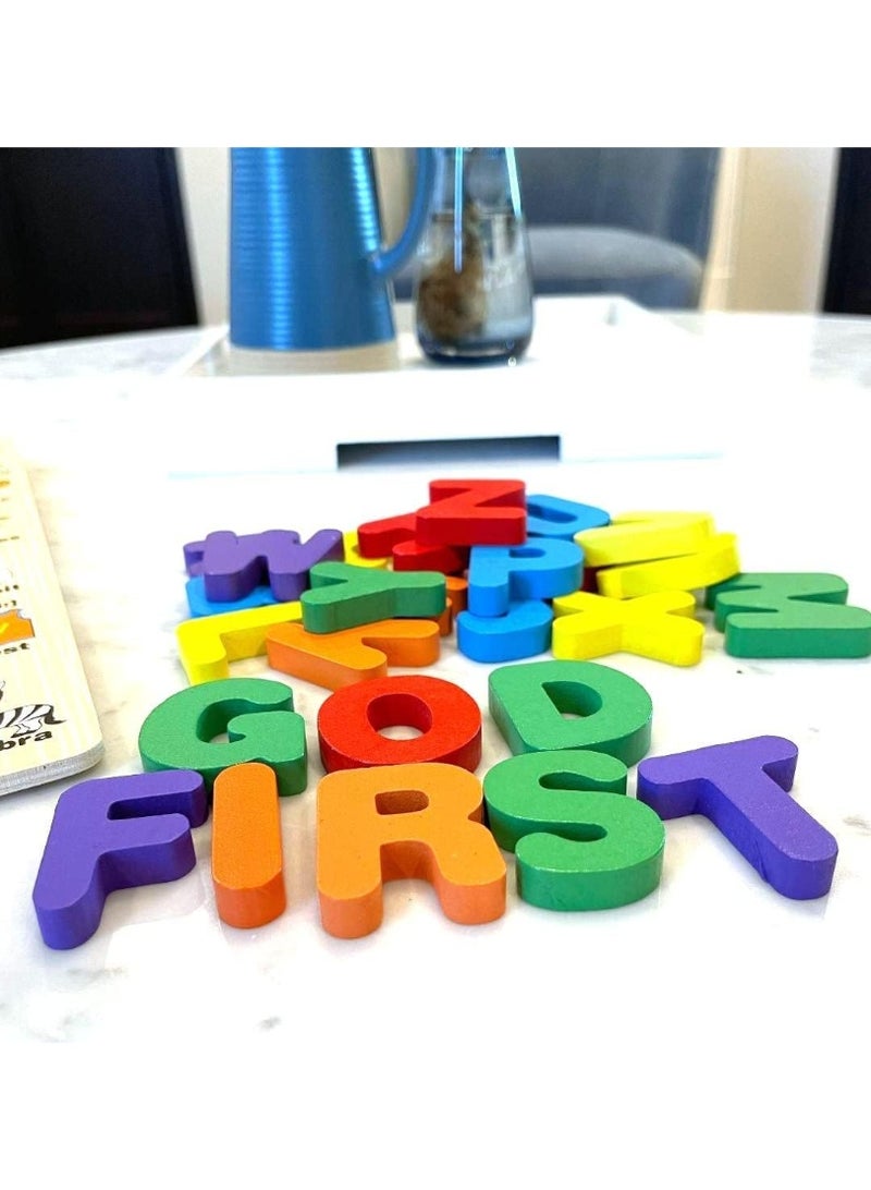 لوح أحجية الحروف الأبجدية الخشبي للأطفال A-Z بحروف كبيرة لعبة تعليمية مونتيسوري لتنمية مهارات التعلم - Image 4