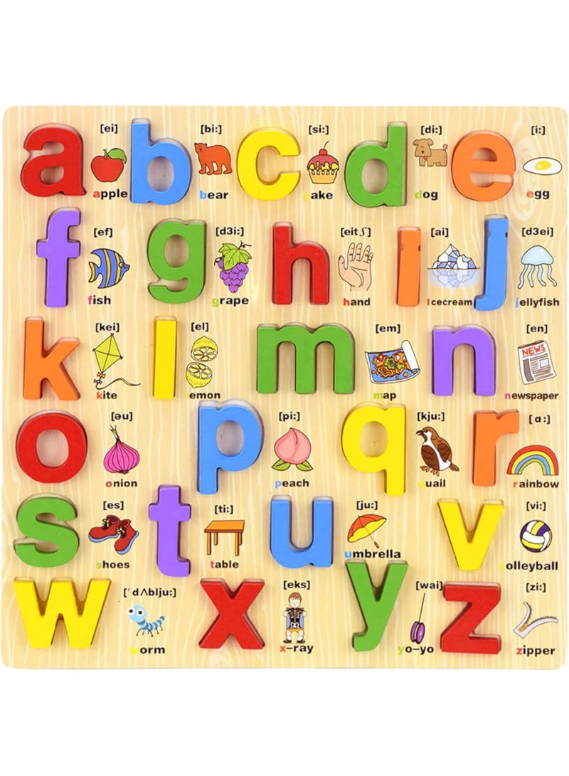 لوح أحجية الحروف الأبجدية الخشبي للأطفال A-Z بحروف كبيرة لعبة تعليمية مونتيسوري لتنمية مهارات التعلم - Image 3