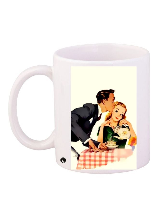 Cartoon Printed Coffee Mug White/Yellow/Black 11ounce