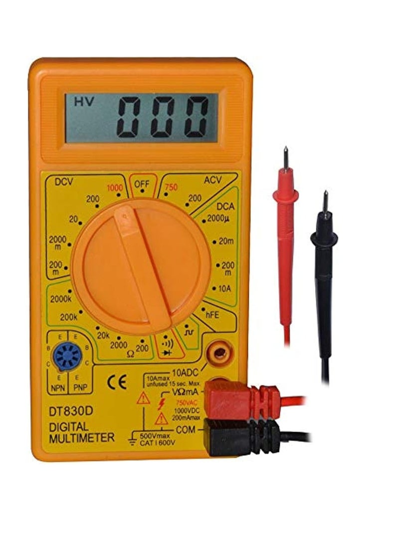LCD Digital Multimeter Volt-met Electric Voltage Tester - Battery Lead (DT830D) - Image 2