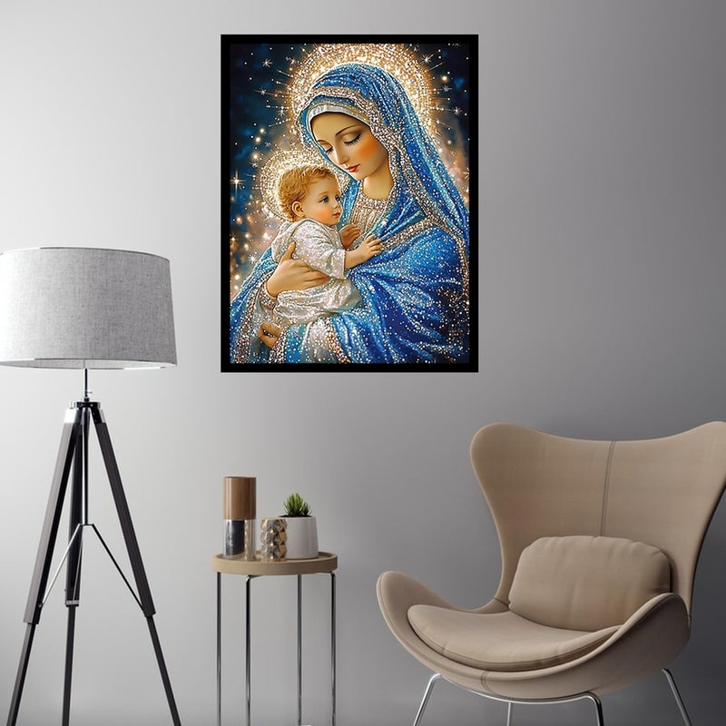 CHWGLFGG 5D Diamond Art Kits for Adults Beginners, Virgin Mary Diamond Painting Kits, DIY Full Round Drill Paint by Diamonds Dot Gem Art for Adults, Home Wall Decor 12x 16 Inch - Image 4