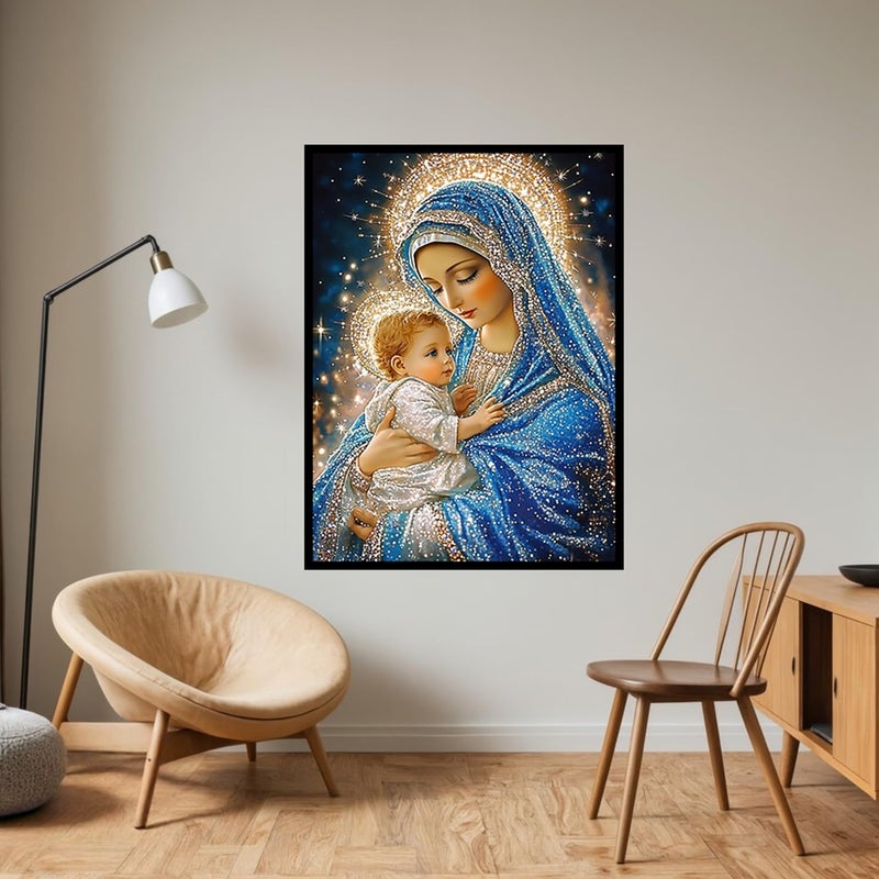 CHWGLFGG 5D Diamond Art Kits for Adults Beginners, Virgin Mary Diamond Painting Kits, DIY Full Round Drill Paint by Diamonds Dot Gem Art for Adults, Home Wall Decor 12x 16 Inch - Image 2