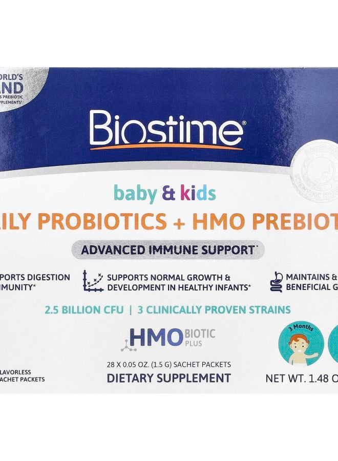 Biostime Baby & Kids Daily Probiotics + HMO Prebiotic 3 Months to 6 Years Flavorless 28 Sachet Packets 0.05 oz (1.5 g) Each - Image 1