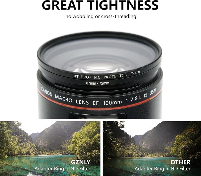 SUPERNIC Camera Lens Filter Step Down Ring Adapter, 72mm to 52mm, Black Metal - Image 4
