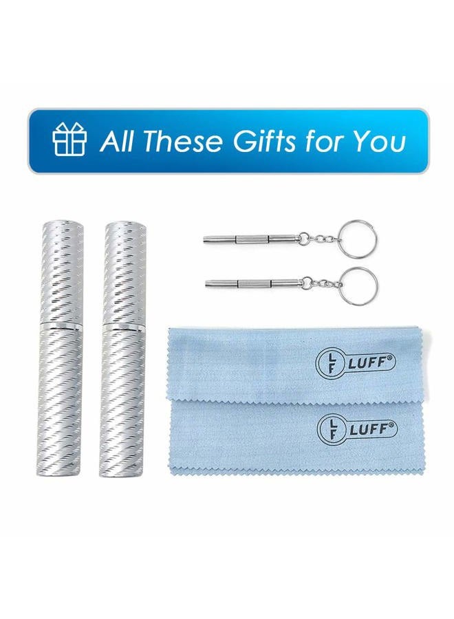 LUFF 2 Pack Mini Reading Glasses Upgrade Portable Readers Unisex w/Unique Pen Clip Case(2.5X) - Image 4