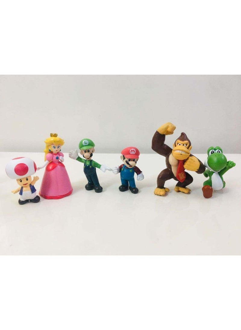 ZELDA - 6pcs/Set Super Mario PVC Action Figures Model Toys Mario Luigi Wario Waluigi Toad Bowser Yoshi Peach Daisy Goomba Koopa Toys - Image 1