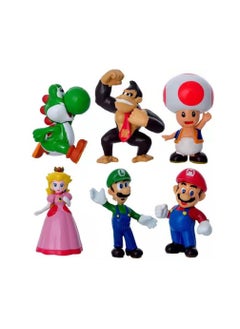 6pcs/Set Super Mario PVC Action Figures Model Toys Mario Luigi Wario Waluigi Toad Bowser Yoshi Peach Daisy Goomba Koopa Toys