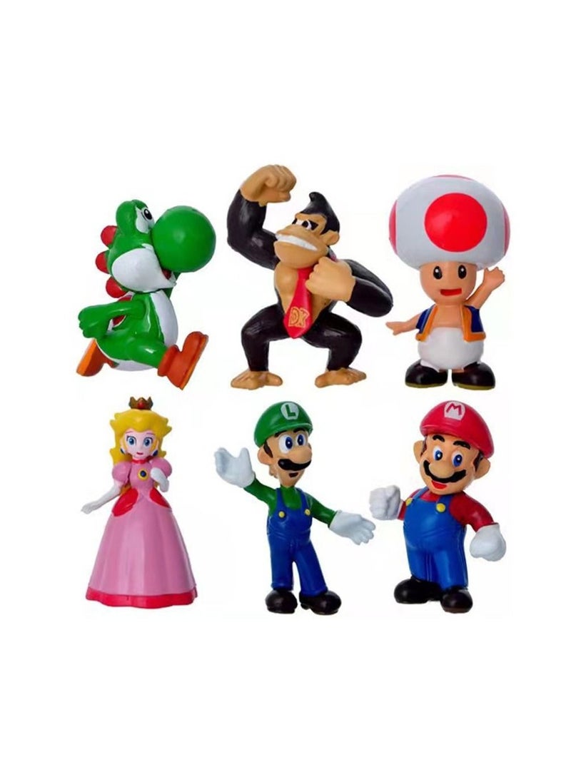 ZELDA - 6pcs/Set Super Mario PVC Action Figures Model Toys Mario Luigi Wario Waluigi Toad Bowser Yoshi Peach Daisy Goomba Koopa Toys - Image 1