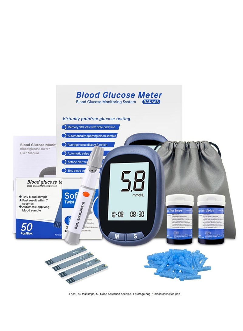 Generic Safe Exactive EQ Simple Blood Glucose Monitoring System With 50 Test Strips Lancets And Cotton pads  - Image 1