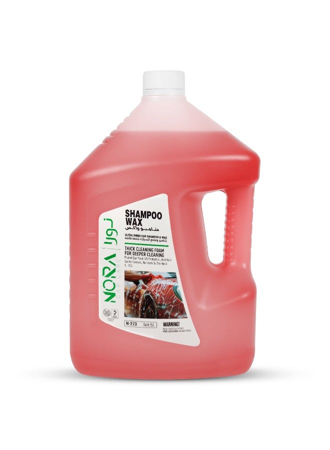 Nora Car Shampoo Wax 5L Red – Ultra Shine Car Wash Soap with Thick Foaming Formula, pH Balanced, Colour Safe, Boosts Wax Protection, Deep Cleaning for Exterior, Tyres, Plastic & Painted Surfaces N-273 - Image 1