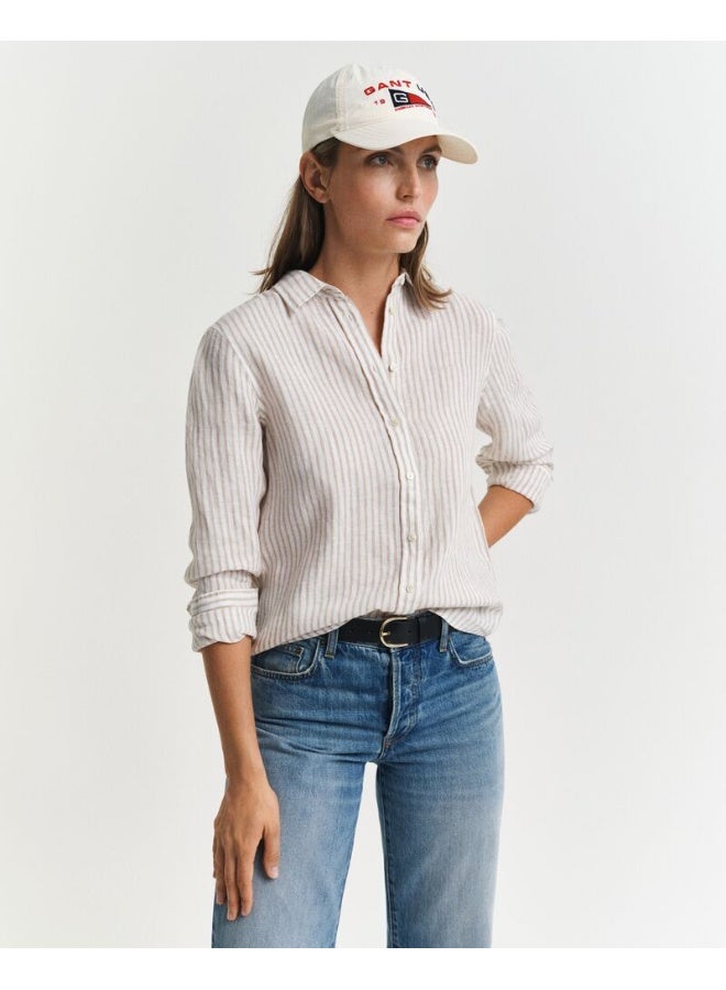 GANT Regular Fit Striped Linen Shirt - Image 1