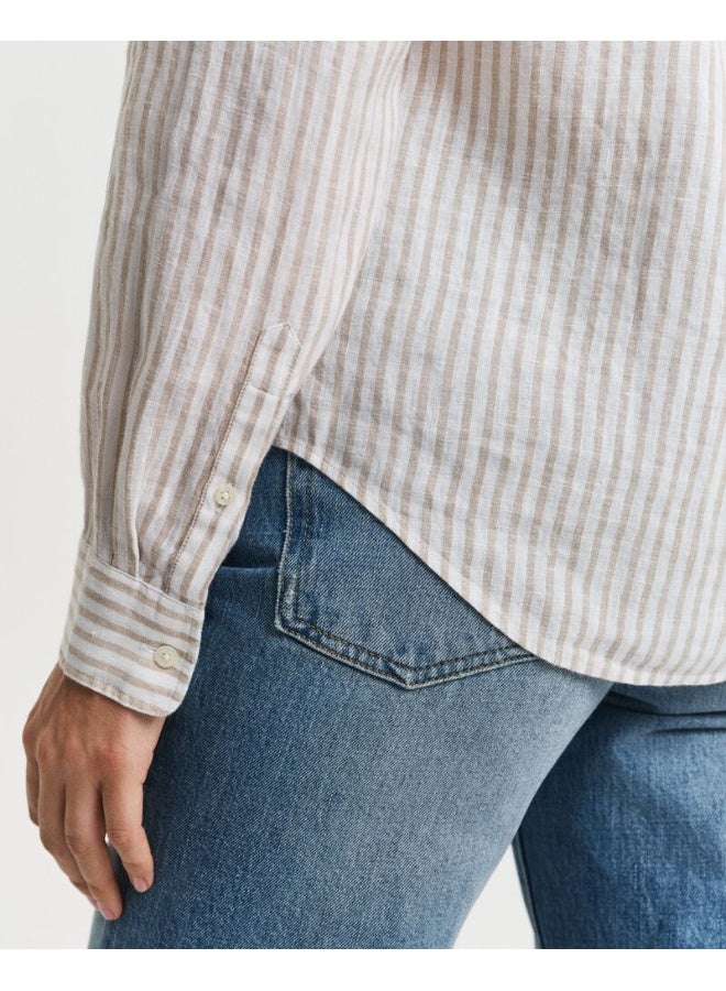 GANT Regular Fit Striped Linen Shirt - Image 3