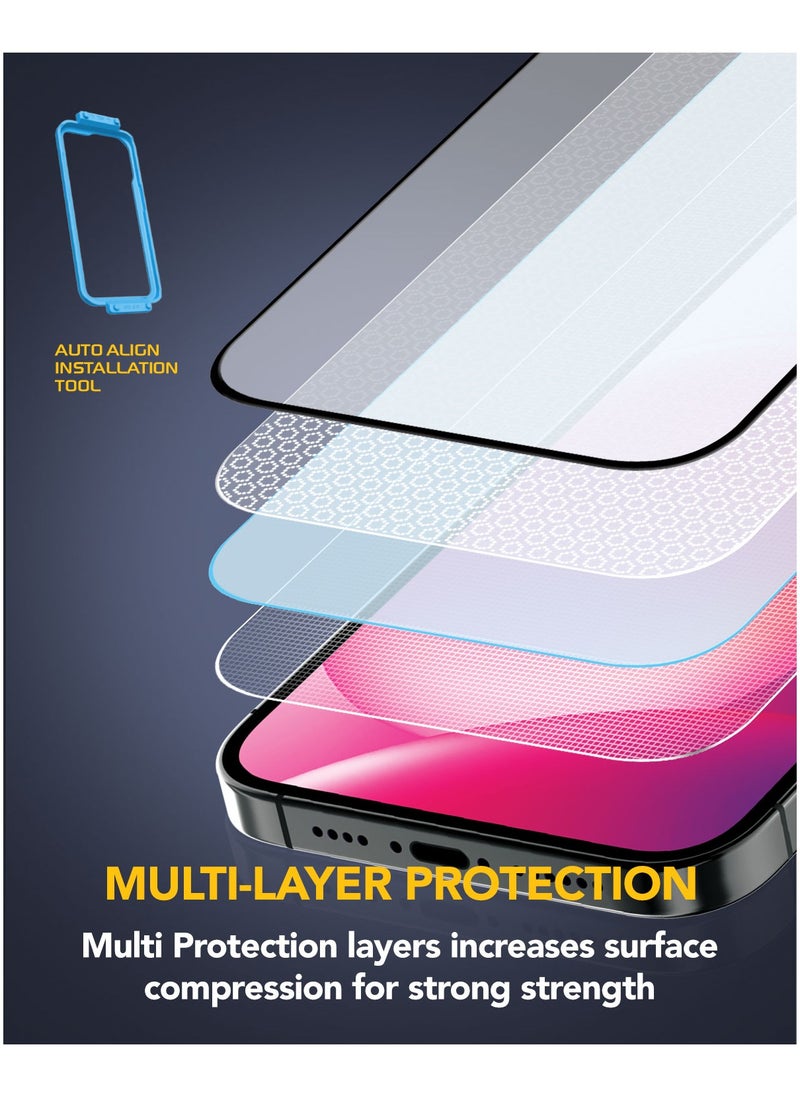 Remson - Remson Elite Guard Tempered Glass Screen Protector HD Clear 9H Hardness Anti-Fingerprint with Auto-Align Installation Tool for iPhone 15 Pro Max 6.7 inch - Image 1