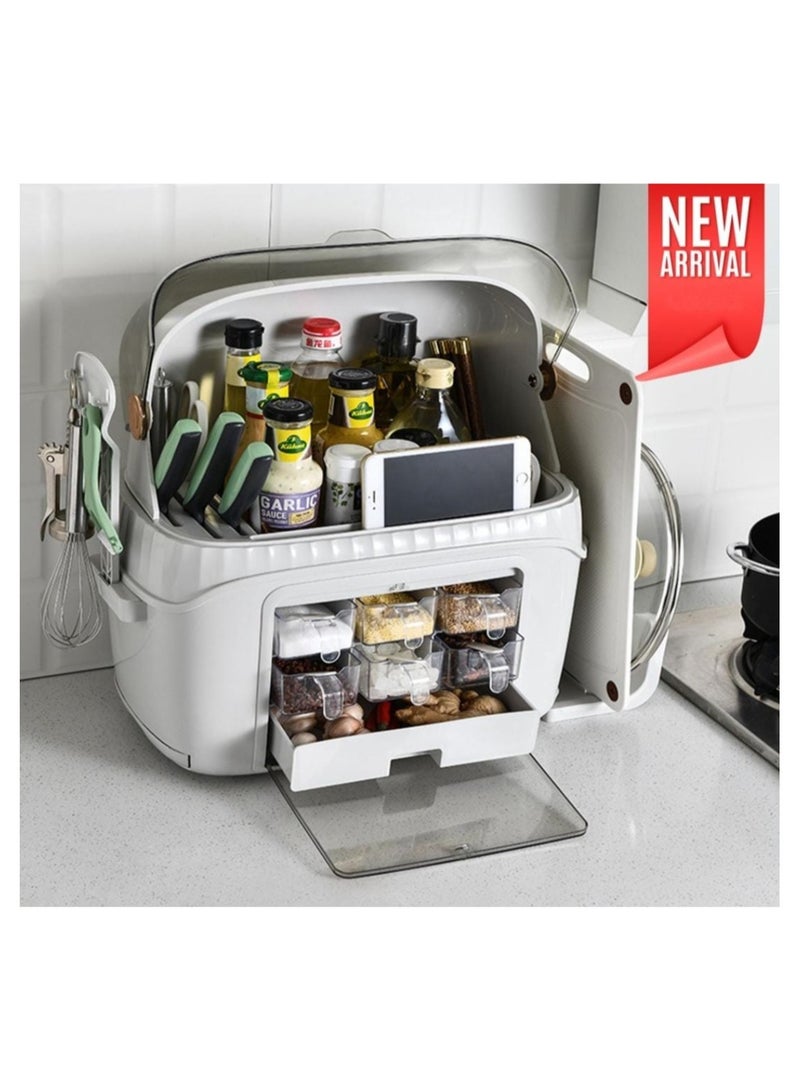 DARIYAH Household Box Multifunctional Rack Knife Holder Pot Cover Seasoning Storage Box XQ-018 - Image 2