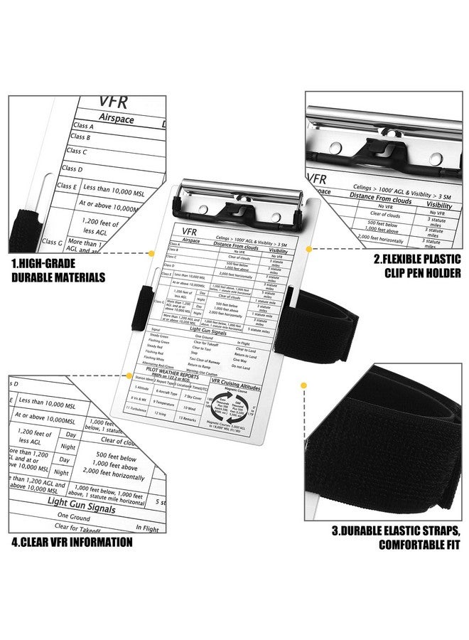 Eaasty Vfr Pilot Kneeboard Aluminum Aviation Kneeboard Pilot Notepad With Pen Holder And Elastic Strap For Pilot Writing(1 Set) - Image 3